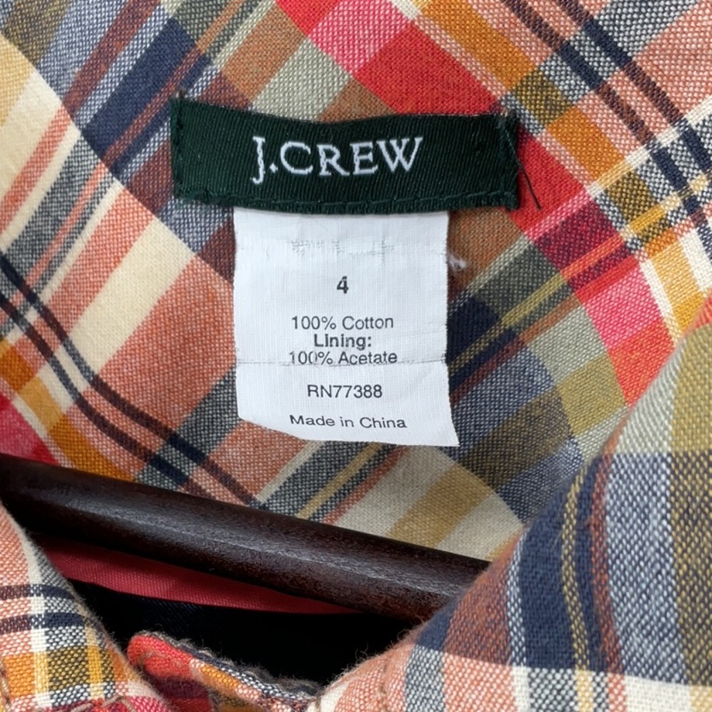 J.Crew Plaid Cropped Jacket Peter Pan Collar Cotton Fully Lined Size 4 - Picture 7 of 8